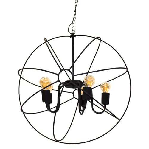 Colgante esfera xxx 5 luces 60cm negro